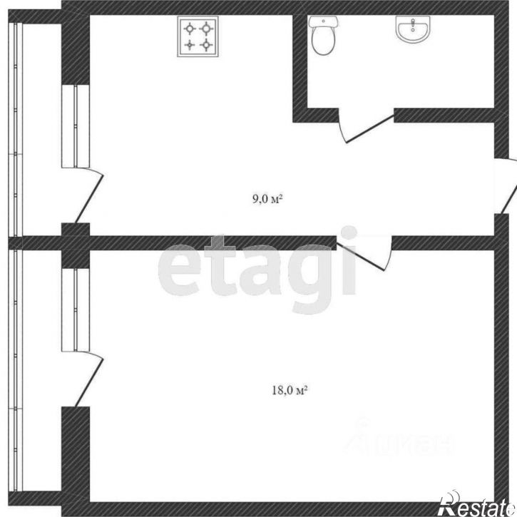 1-комн квартира улица Георгия Димитрова, 37А,  д. 37А