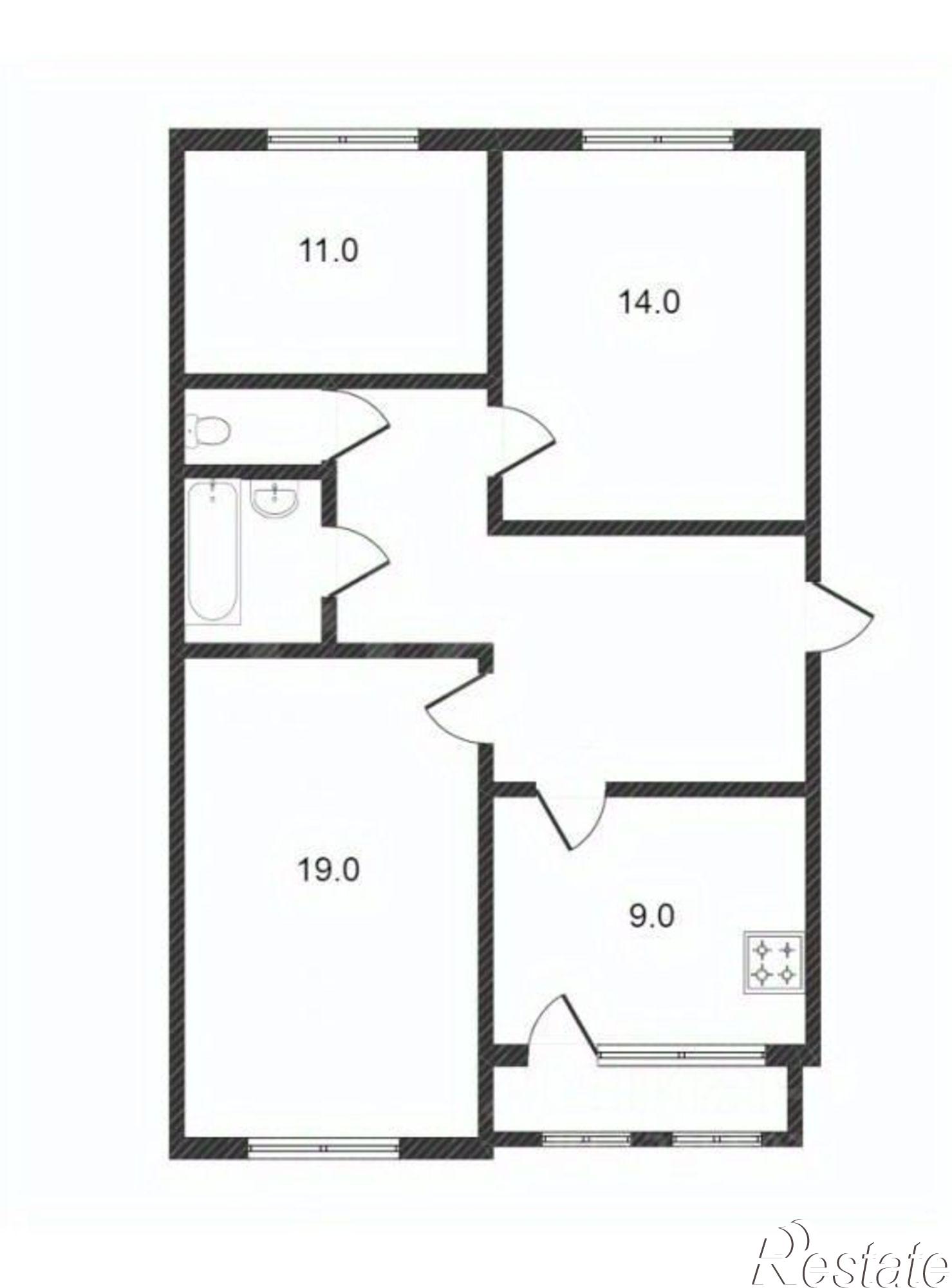Купить квартиру за 4 100 000 рублей на Костромская улица, 90