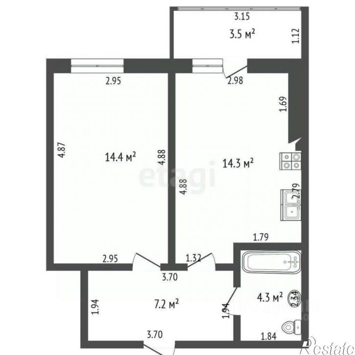 1-комн квартира улица Валентины Плетнёвой, 5,  д. 5