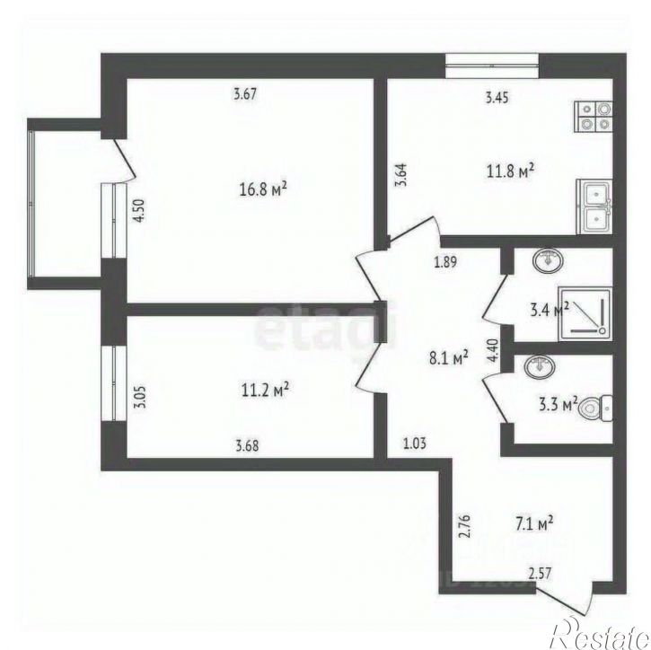 2-комн квартира улица 8 Марта, 10,  д. 10