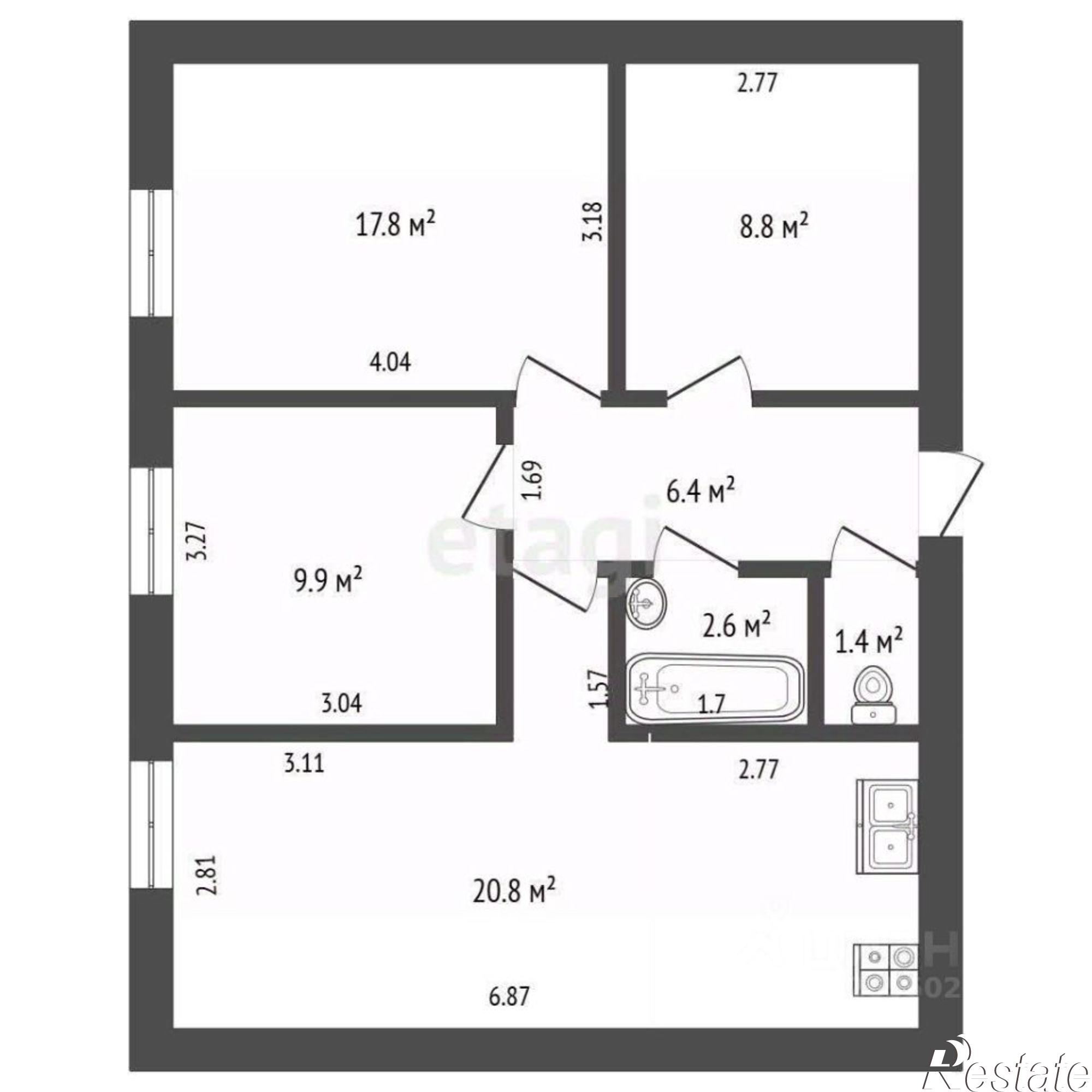 Купить квартиру за 5 200 000 рублей на ул Юных пионеров, 70
