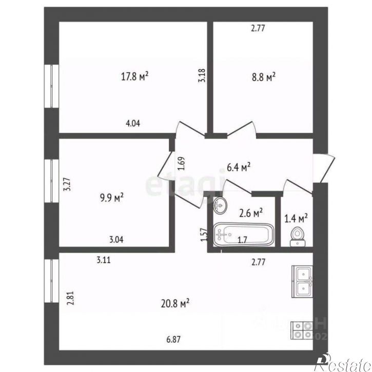 3-комн квартира ул Юных пионеров, 70,  д. 70