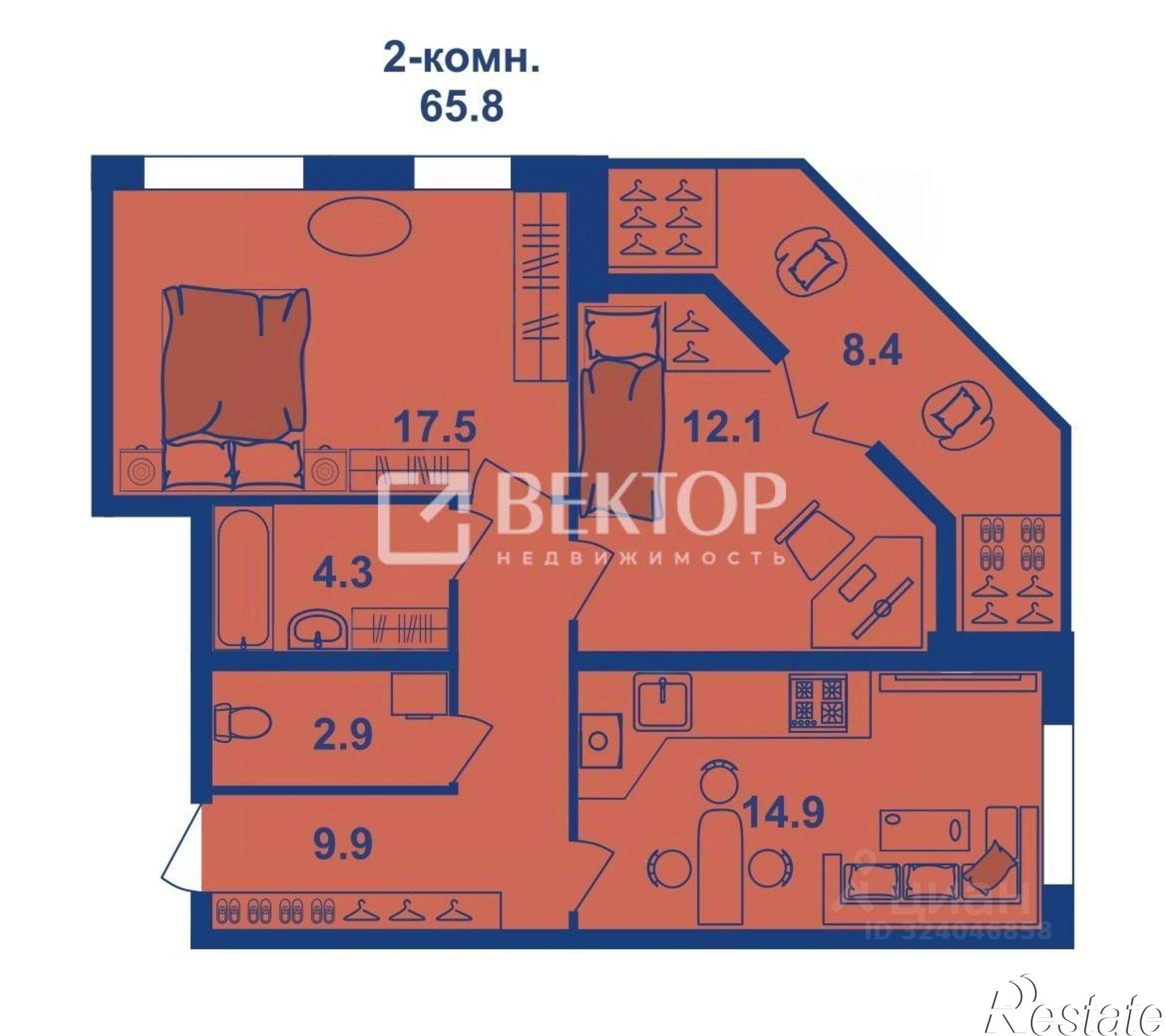 Купить квартиру за 6 540 000 рублей на Магистральная улица, 71