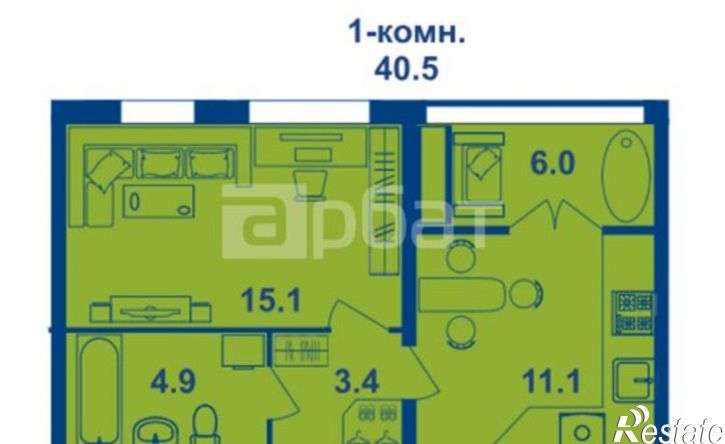 1-комн квартира в новом доме улица Олега Юрасова, 1,  д. 1