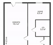 1-комн, 30кв м, этаж 2/5 Калиновская улица, 22/41