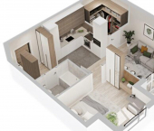 1-комн, 46 кв м, этаж 2/9 улица Машиностроителей, 35