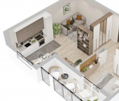 1-комн, 49 кв м, этаж 1/9 ул Машиностроителей, 37