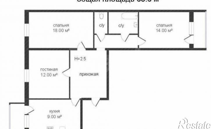 3-комн квартира микрорайон Давыдовский-2, 77