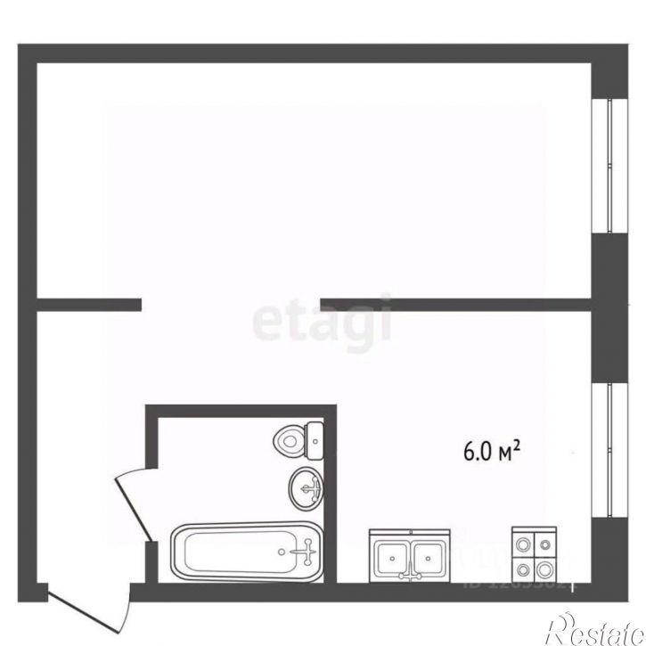 1-комн квартира мкр Черноречье, 12,  д. 12
