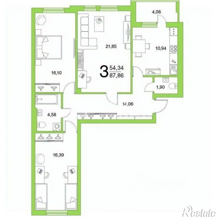 3-комн квартира ул "Северной правды", 33,  д. 33