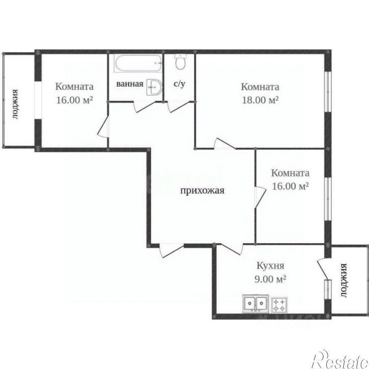 3-комн квартира ул Индустриальная, 19,  д. 19