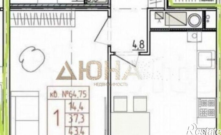 1-комн квартира ул Мира, 21,  д. 21