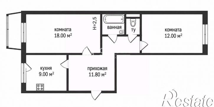 2-комн квартира улица Маяковского, 114,  д. 114